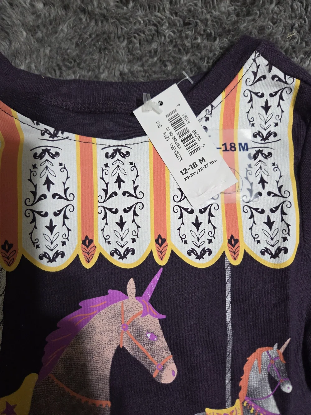 Old Navy Purple Carousel Horse Long-Sleeve Tee with Bright Accents